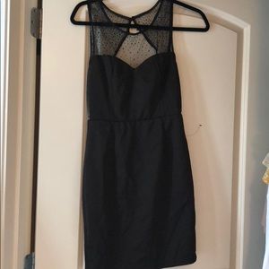 LULUs Black sparkly mesh-neck dress